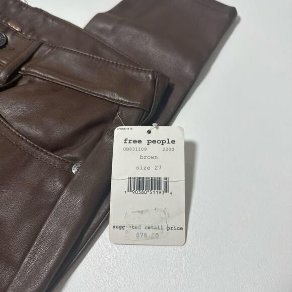 Free People Faux Leather Slim Pant NWT - Picture 3 of 6
